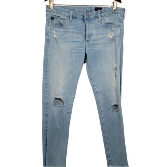 AG Adriano Goldschmied Legging Ankle Jeans Light Wash Size 30 Distressed - Picture 14 of 14